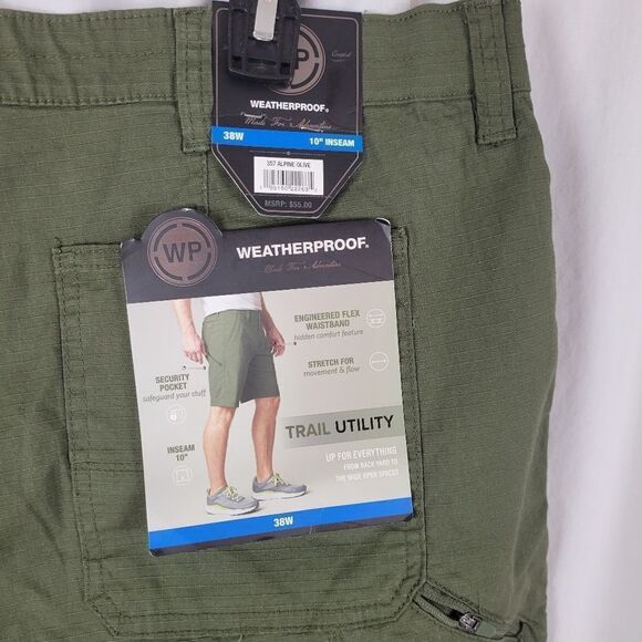 WP Weatherproof Alpine Olive Stretch Trail Utility Shorts Waist Size 40 - Picture 7 of 7